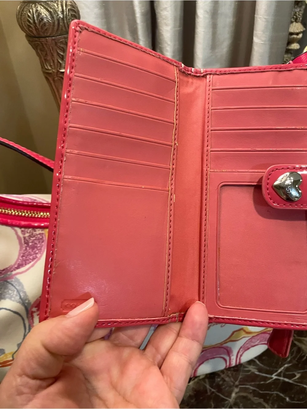 Coach Multicolor Signature Canvas Hobo Bag with Pink Patent Wallet